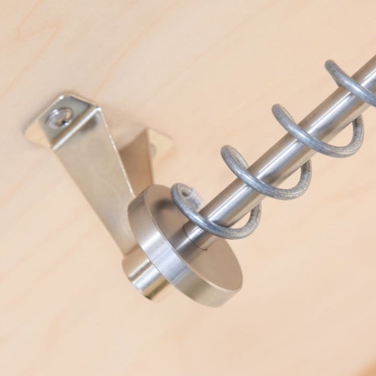 Close up of Zebedee Hanging Rail and Brackets top fixed on a beige background