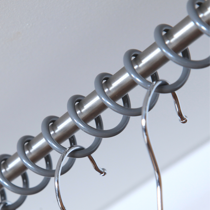 Close up product shot of Zebedee Dove Grey angled clothes rail 